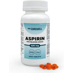 Curewell Enteric Coated Aspirin 325mg bottle front view for regular strength pain relief