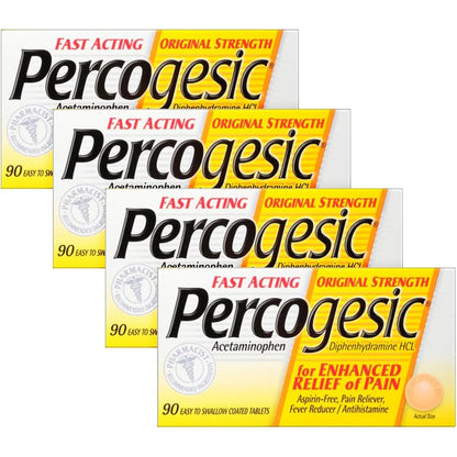 Percogesic Original Pain Relief 90 coated caplets front view packaging