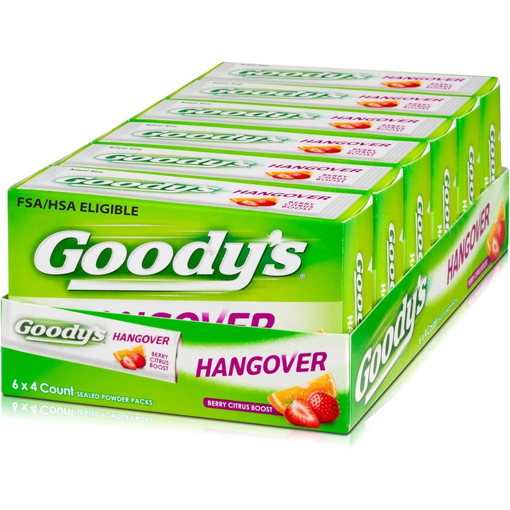 Goody's Hangover Relief Powder packaging front view showing berry citrus flavor