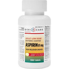 MedRite low dose baby aspirin 81mg adult enteric coated 1000 tablets bottle front view