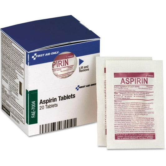 First Aid Only SmartCompliance Aspirin Refill box front view showing pain relief details