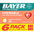 Bayer Aspirin Low Dose 81 mg Chewable Tablets front packaging view
