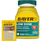 Bayer Aspirin 81mg enteric coated tablets 300 count bottle front view for heart health regimen