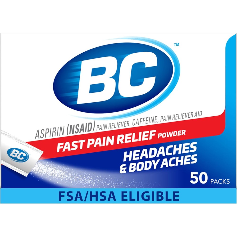BC Powder Original Headache Relief 50 Count box front view for fast pain relief