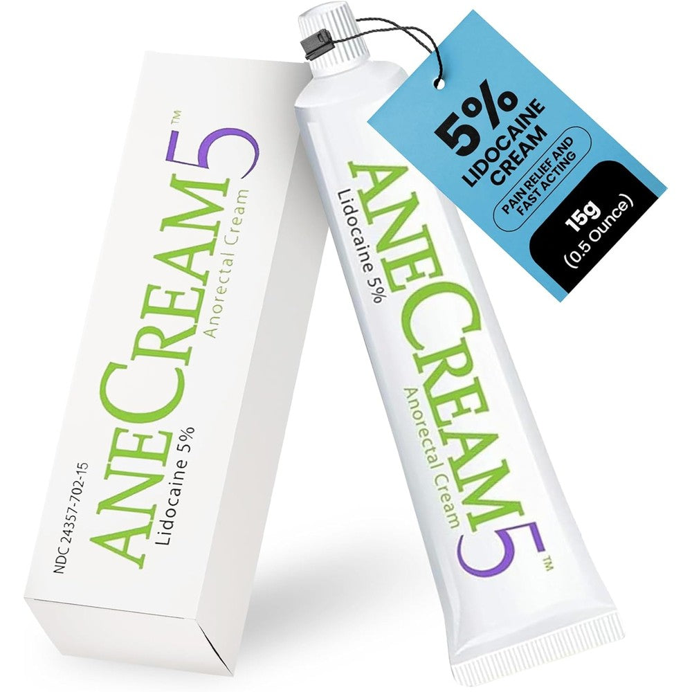 AneCream 5 Percent Lidocaine Numbing Cream front view packaging for local pain relief