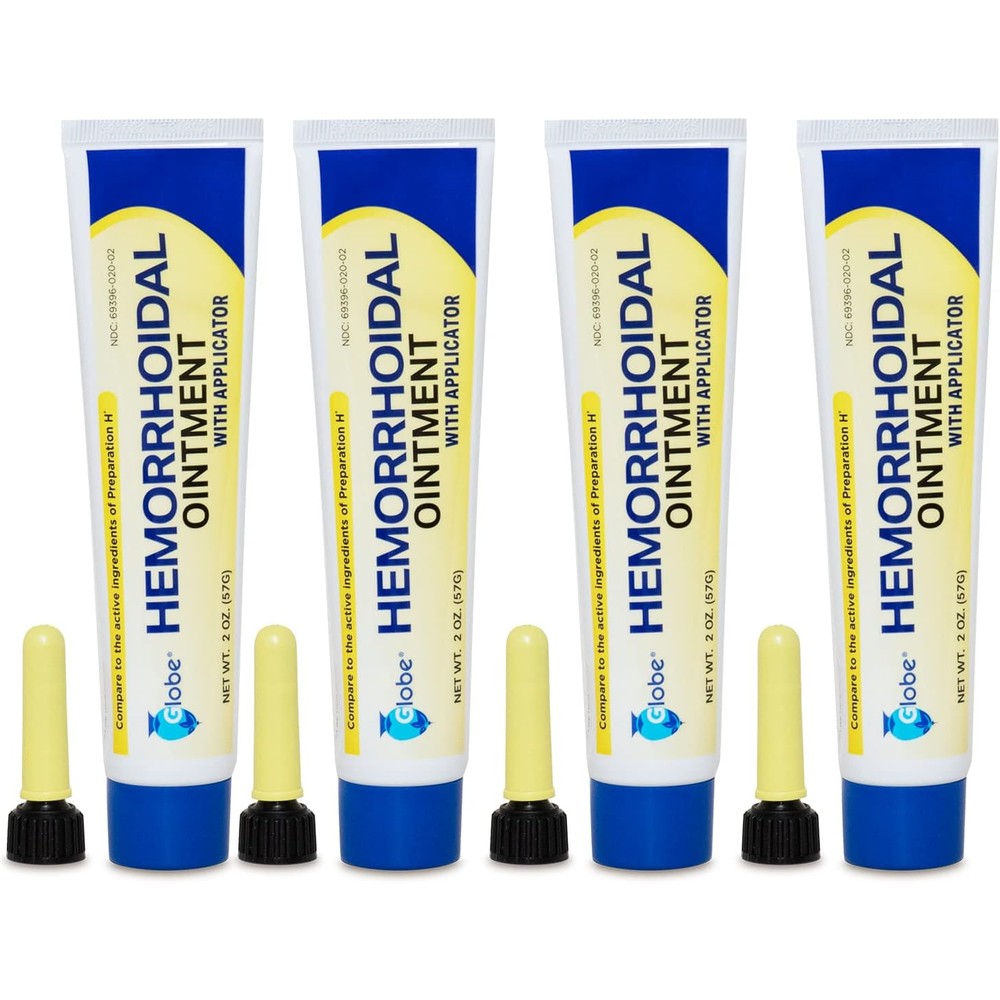 Globe Hemorrhoidal Ointment four pack front view for swelling relief