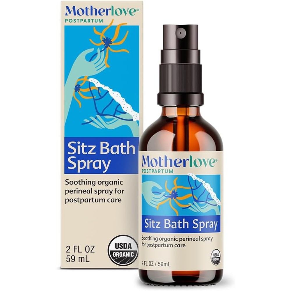 Motherlove Sitz Bath Spray front view of two ounce bottle for postpartum perineal relief