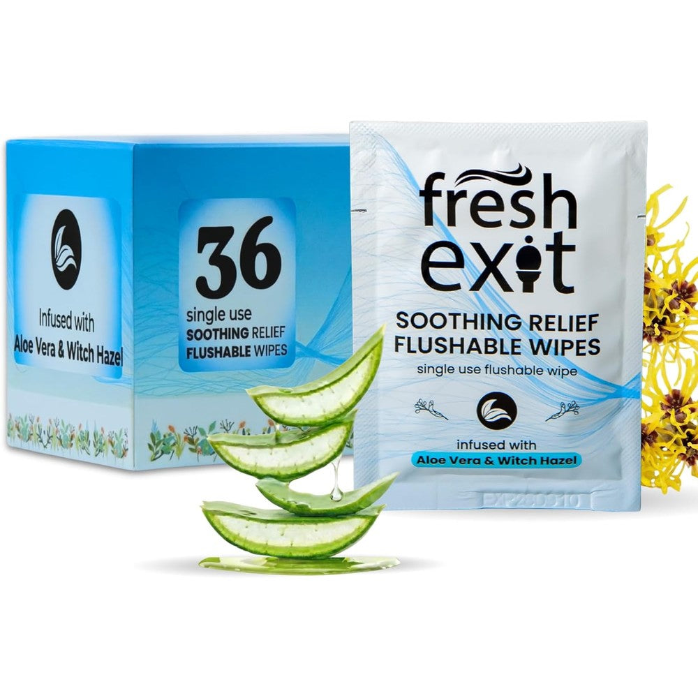FreshExit Flushable Hemorrhoid Wipes 36 count pack front view