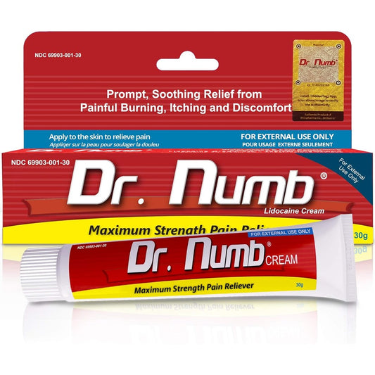 Dr. Numb 5 Percent Lidocaine Numbing Cream front view packaging