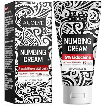 Acolye maximum strength lidocaine numbing cream front view for topical anesthetic relief