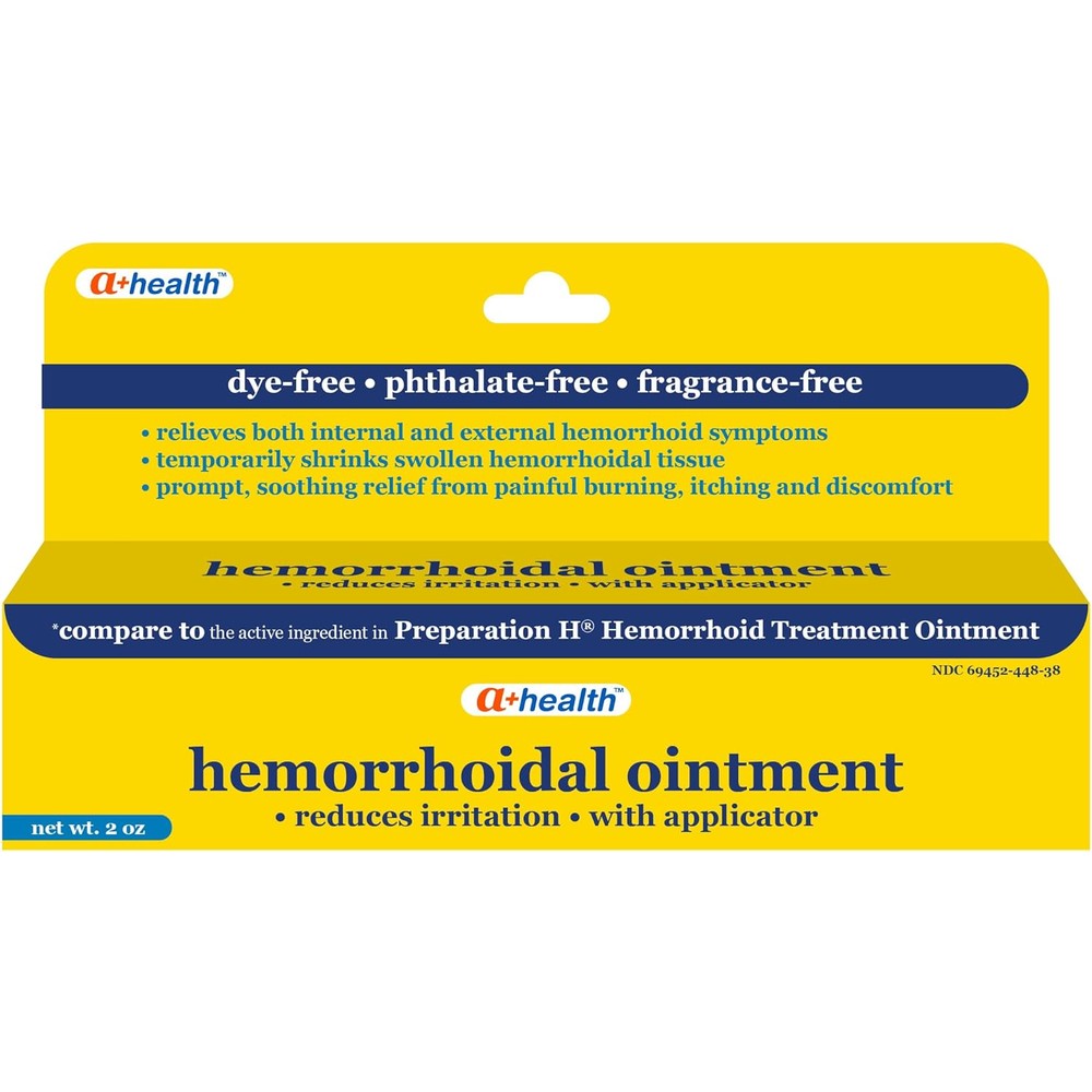 A+Health Hemorrhoid Treatment Ointment 2 Ounce tube and packaging front view