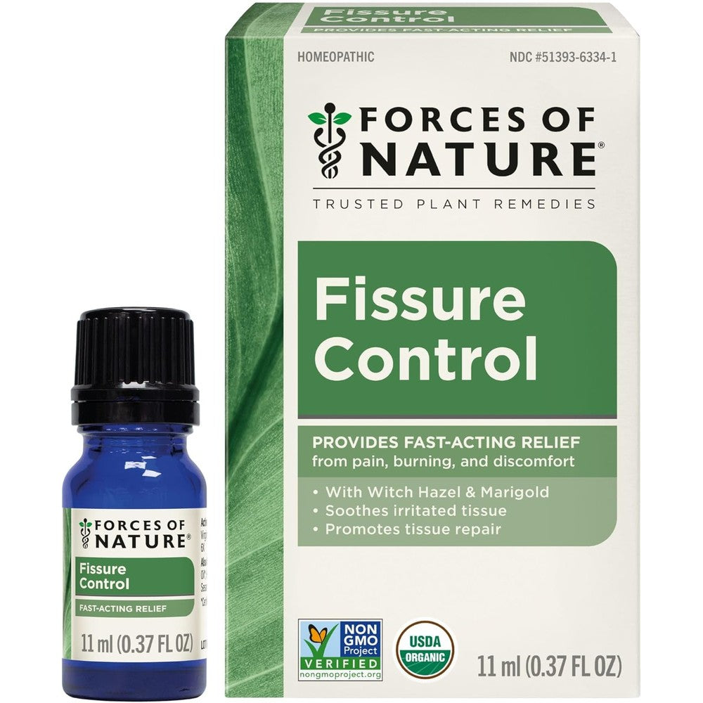 Forces of Nature Fissure Control 0.37 fluid ounce bottle front view for natural anal fissure relief