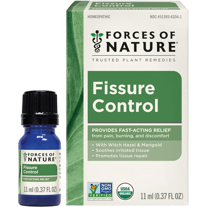 Forces of Nature Fissure Control 0.37 fluid ounce bottle front view for natural anal fissure relief