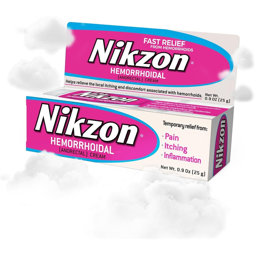 Nikzon Hemorrhoid Cream 0.9 Ounce front packaging view for pain relief
