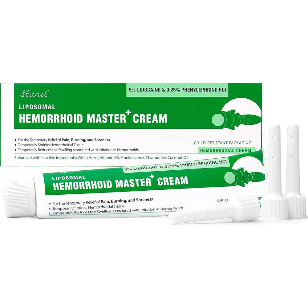 Ebanel 5 Percent Lidocaine Hemorrhoid Treatment Cream front view for fast pain relief.