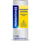 Preparation H Rapid Relief Hemorrhoid Cream with Lidocaine 0.75 Ounce tube front view for instant piles pain relief