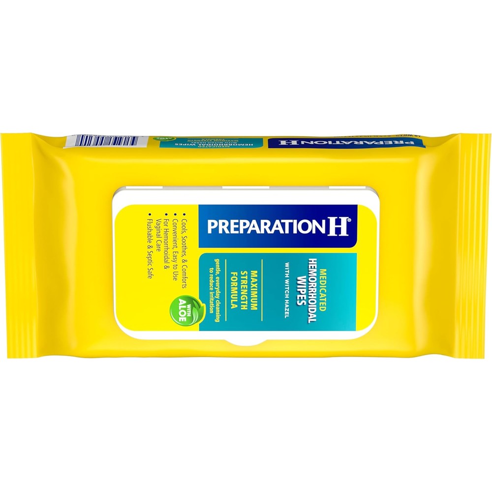 Preparation H Hemorrhoid Flushable Wipes 48 Count front view package for medicated irritation relief