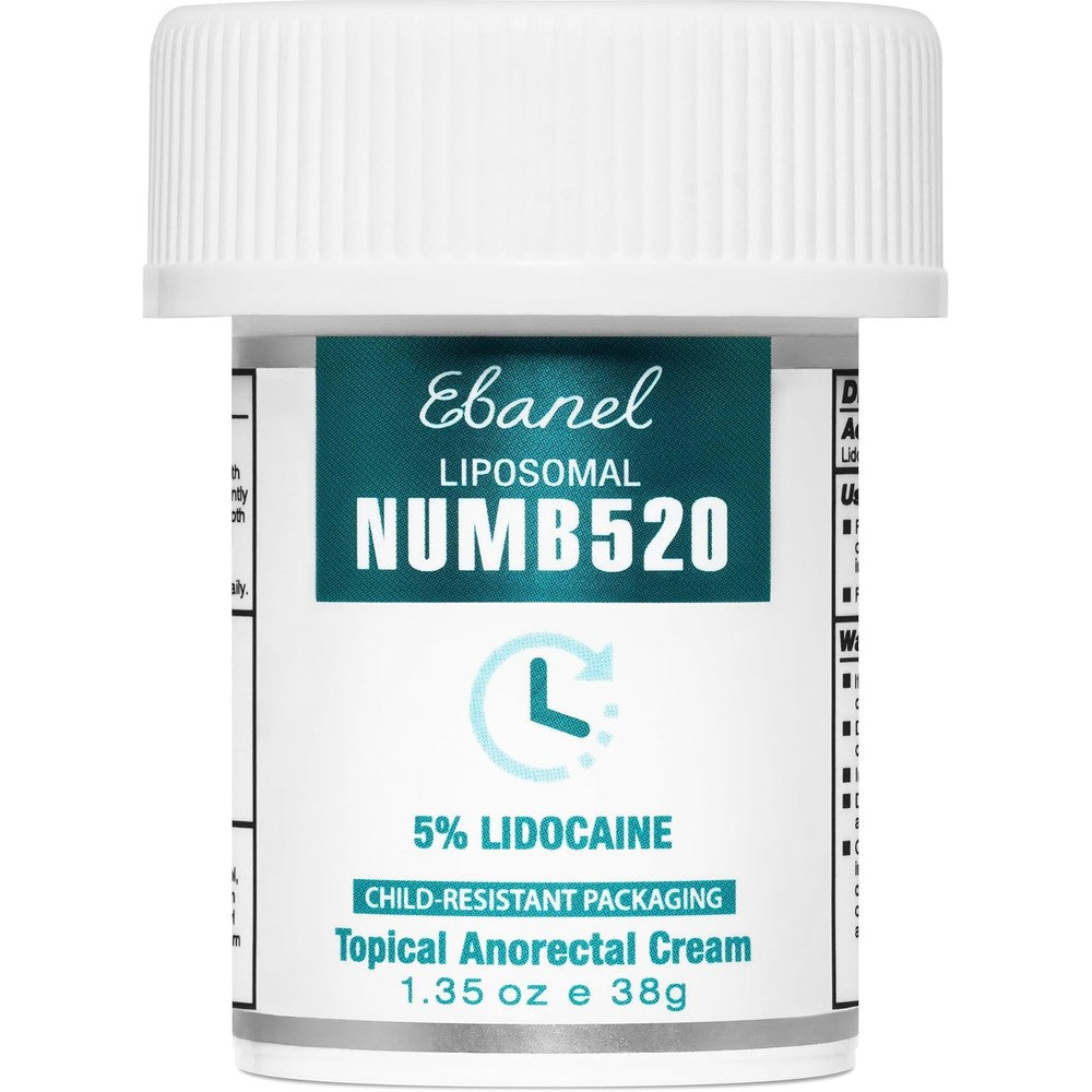 Ebanel Numb 520 five percent lidocaine cream jar front view for pain relief