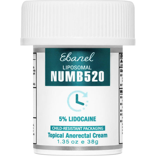 Ebanel Numb 520 five percent lidocaine cream jar front view for pain relief