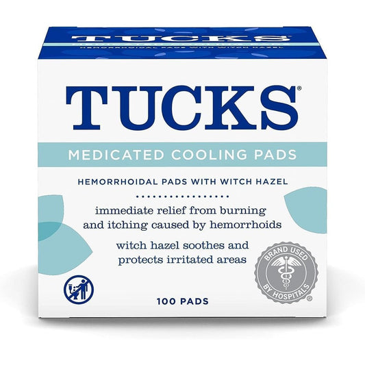 Tucks Medicated Cooling Pads 100 Count front packaging view for hemorrhoid relief