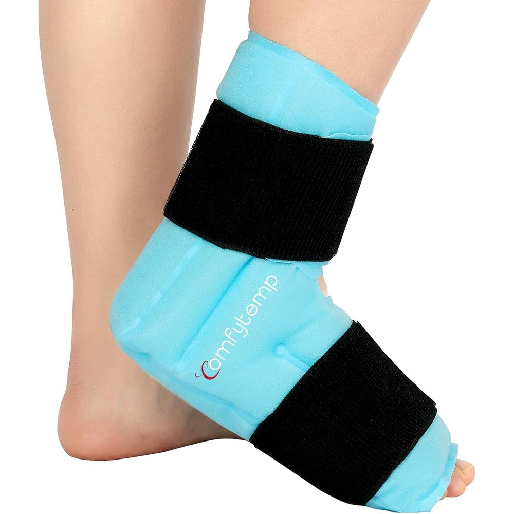 Comfytemp large ankle foot ice pack wrap front view for plantar fasciitis