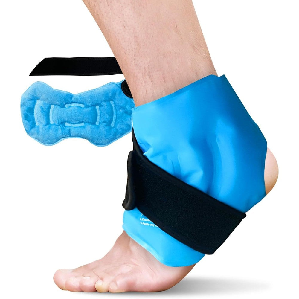 RelaxCoo ankle ice pack wrap front view for foot pain relief