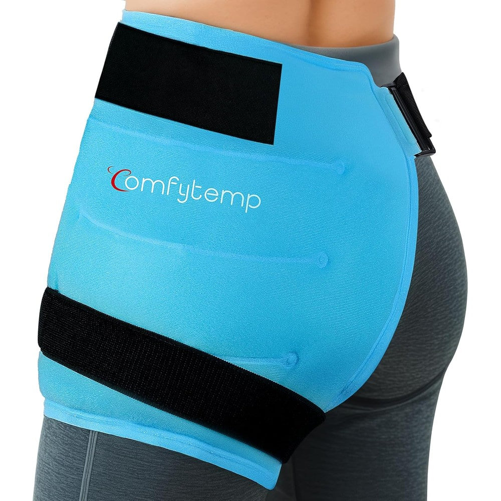 Comfytemp hip ice pack wrap front view for sciatica pain relief