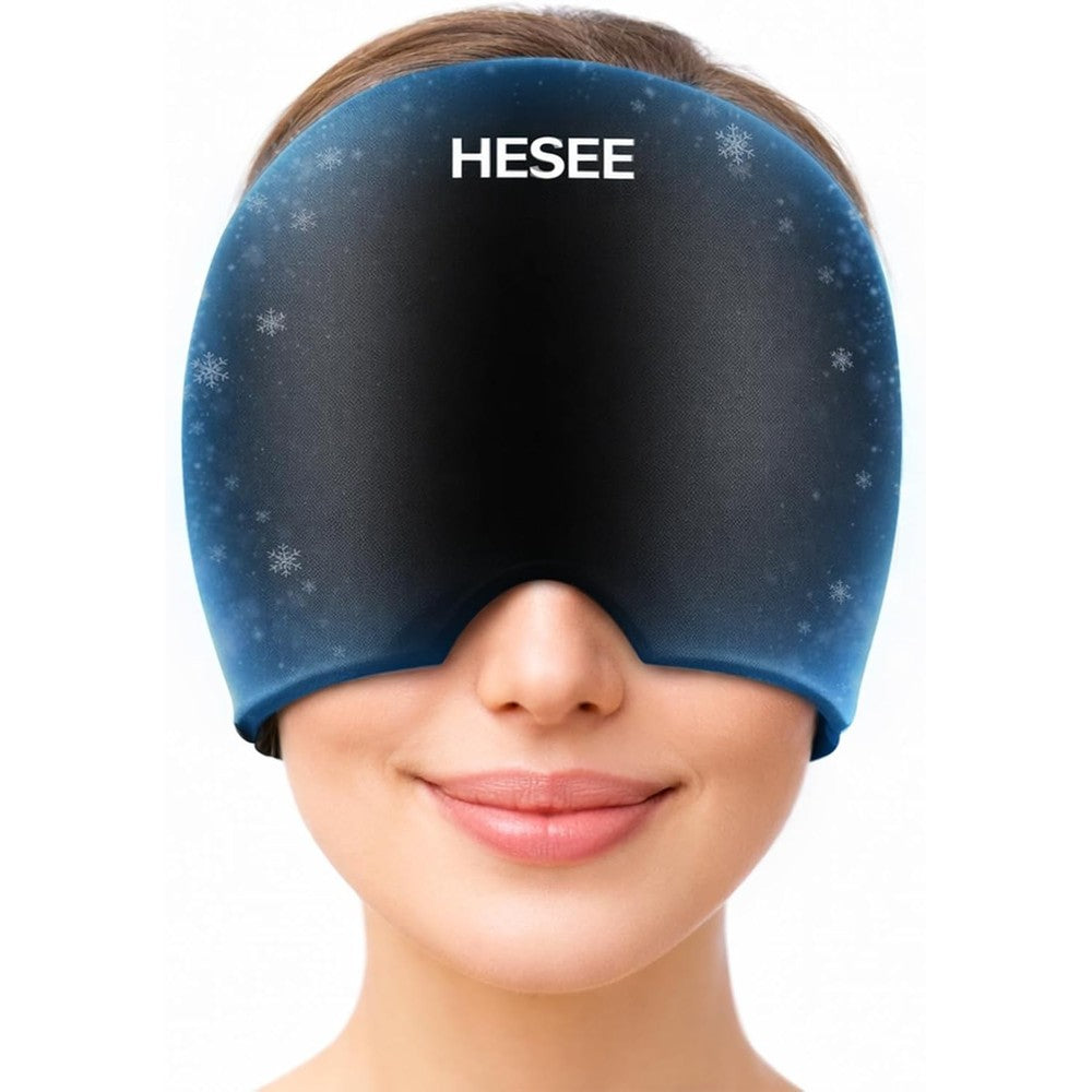 Hesee Migraine Relief Cap black front view for headache therapy