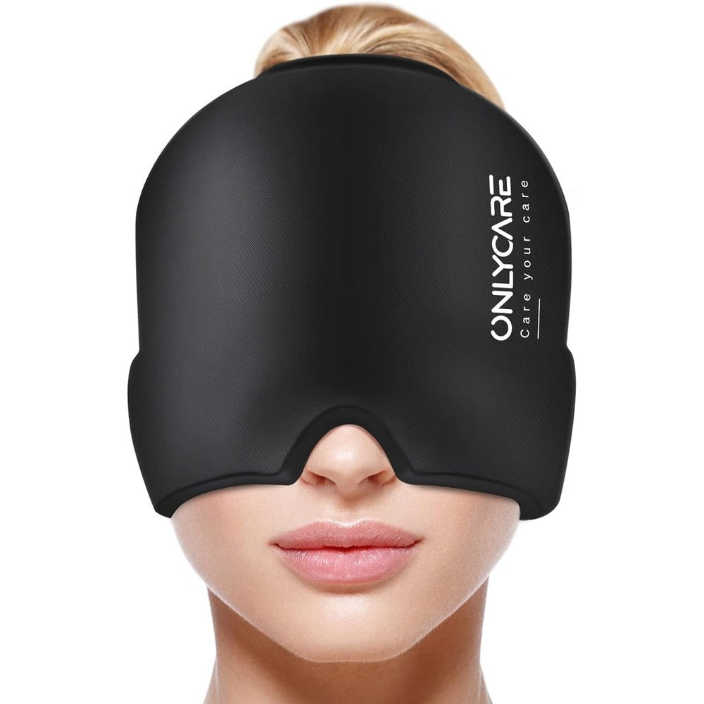 Onlycare Migraine Relief Cap black gel wrap front view