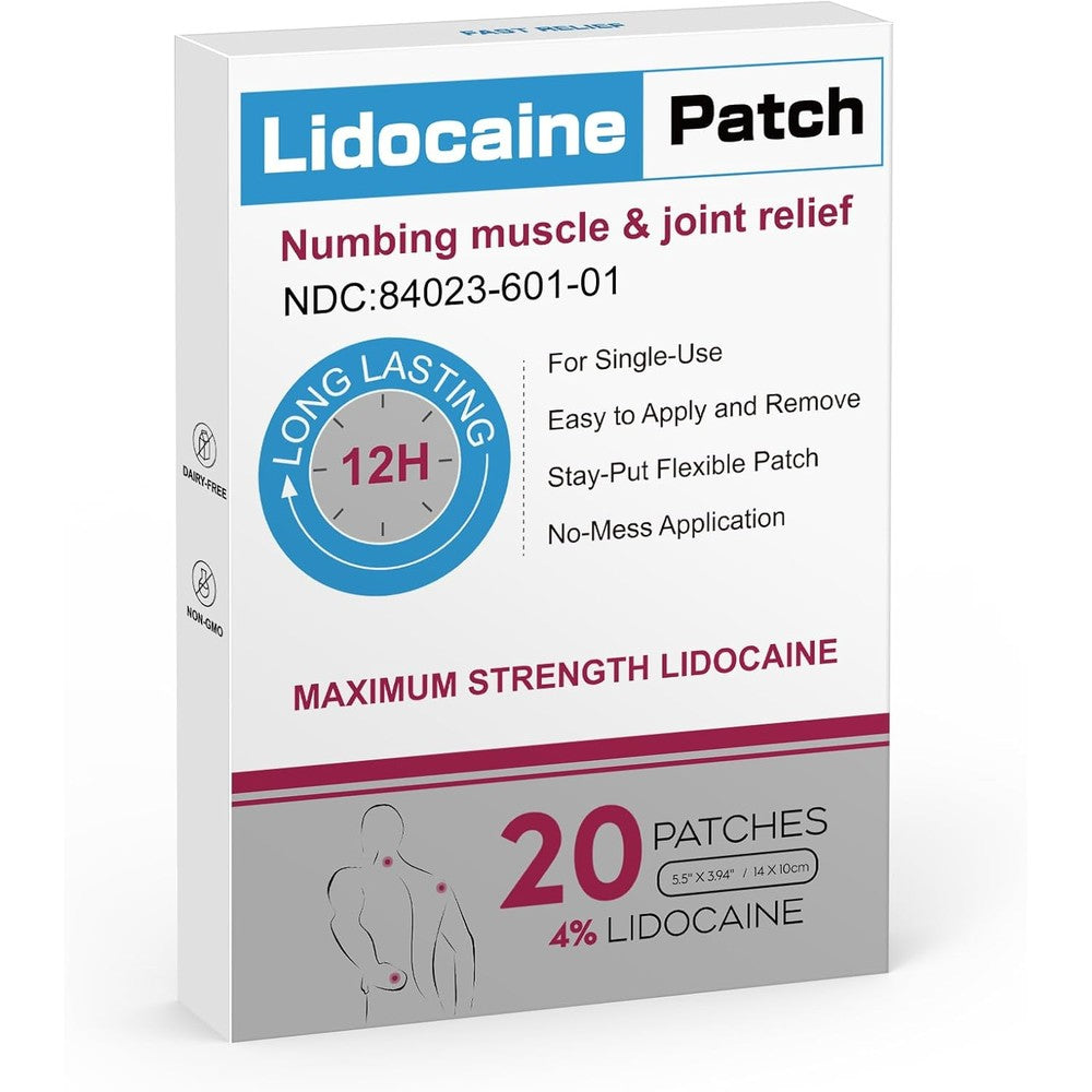 Teemofe 4 percent lidocaine pain relief patches packaging front view