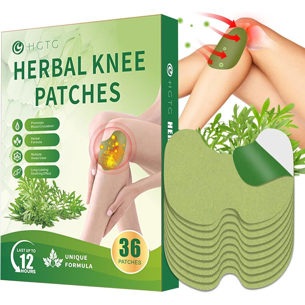 HGTG Herbal Knee Patches front view showing the thirty six count packaging.