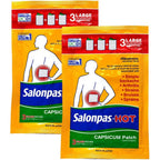 Salonpas Pain Relieving HOT Capsicum Patch front packaging showing the 2 pack variant