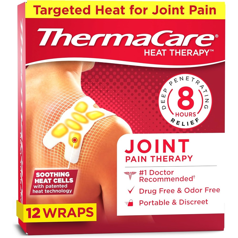 ThermaCare Portable Heating Pads front view of packaging box for muscle pain relief