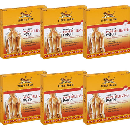Tiger Balm Pain Relieving Patch front packaging view for muscle ache relief