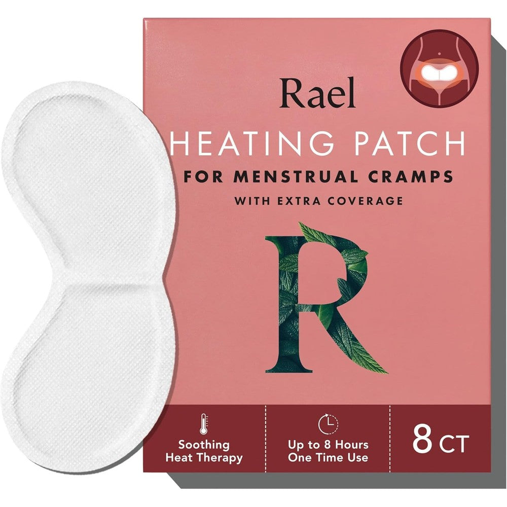 Rael Herbal Heating Patches front packaging view for premium period cramp relief