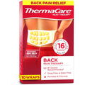 ThermaCare Advanced Back and Hip HeatWraps front view packaging showing lower back pain relief benefits.