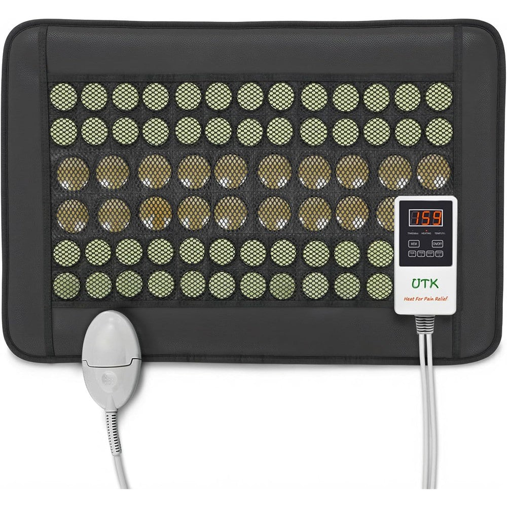 UTK far infrared heating pad front view showing jade stones for back pain relief.