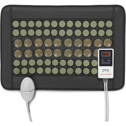 UTK far infrared heating pad front view showing jade stones for back pain relief.