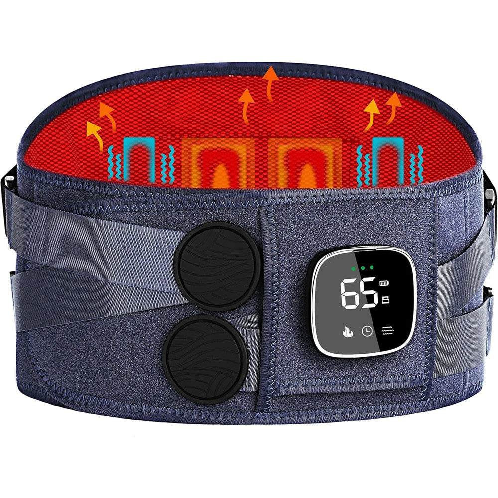 Burrki cordless heating pad back massager belt front view showing digital control display panel