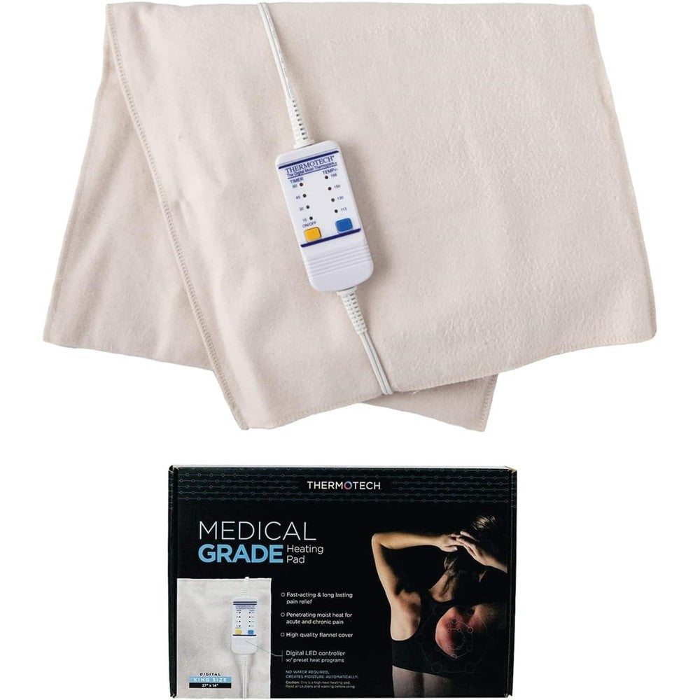 M Pain Management Technologies Thermotech heating pad front view showing extra large digital layout.