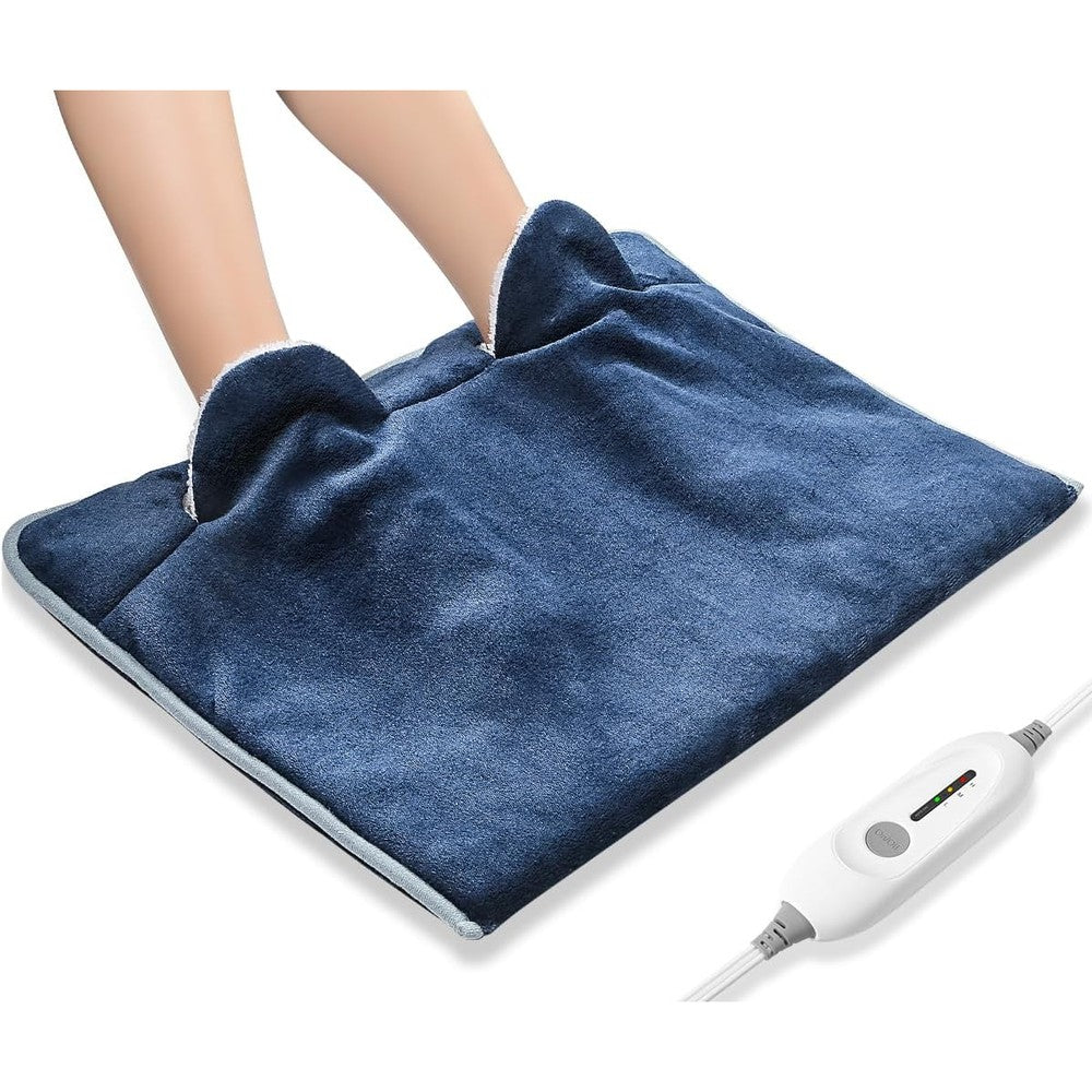 Proaller electric heated foot warmer navy blue front view heating pad