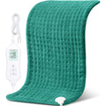 NOWWISH electric heating pad front view showing dark green microplush fabric.