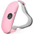 Zolly menstrual heating pad front view showing the pink exterior and digital display screen for period cramps relief