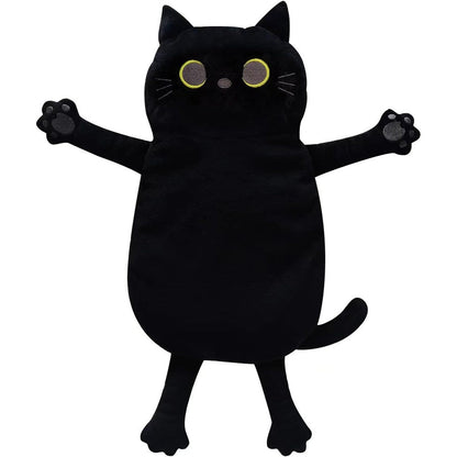 Cuckool microwave heating pad black cat front view showing plush fabric design
