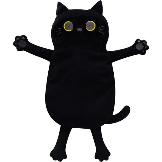 Cuckool microwave heating pad black cat front view showing plush fabric design