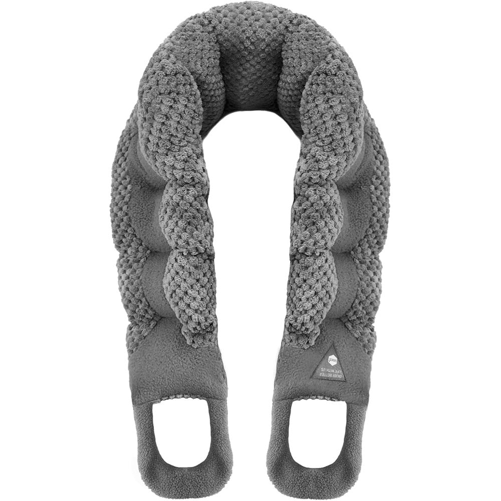 UNCN long wide microwavable heating pad front view in plush grey fabric