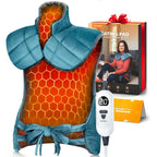 Lenmen graphene infused weighted heating pad front view showing the large wrap on a person