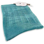 Sunbeam heating pad extra large teal color front view showing soft microplush fabric texture
