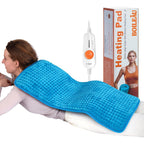 Boileau electric heating pad front view in premium blue fabric showing full king size dimensions.