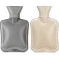 Shencai rubber hot water bottle two pack front view showcasing the ribbed texture and secure screw stopper.